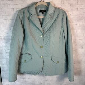 Talbots quilted fitted blazer jacket women’s teal cottage core coastal grandma